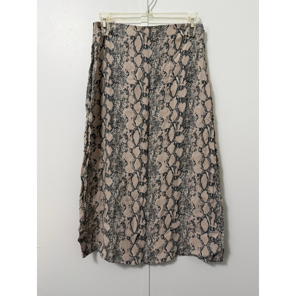 American Eagle Midi Skirt Womens M Grey Snakeskin Festival Boho Grunge Country